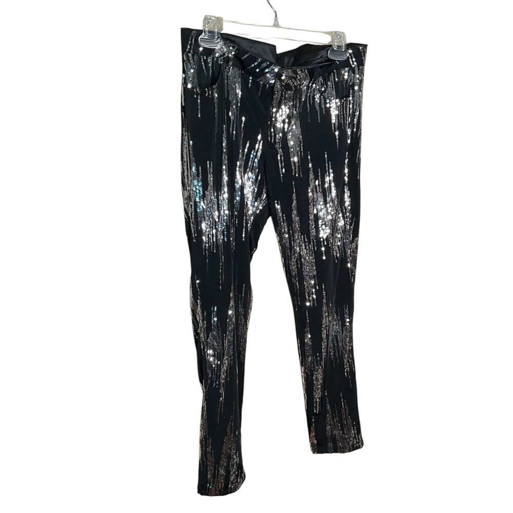 Siwi Beaded Skinny Pants Low Rise Stretch Black/Silver‎ Womens Size 30 NEW